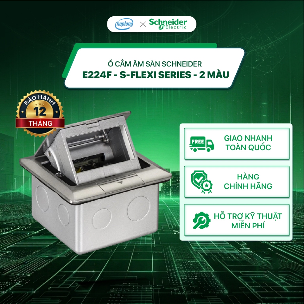 Ổ cắm âm sàn Schneider E224F_ABE E224F_BAS - S-Flexi Series - 2 màu - Lắp âm
