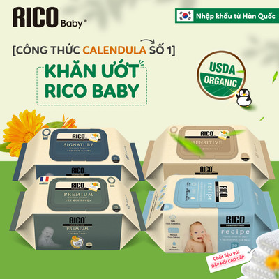 Combo 6 Gói Khăn Giấy Ướt To Rico Baby Nội Địa Hàn Lành Tính, Sạch Khuẩn, An Toàn Cho Bé, Thành Phần Tự Nhiên NABIZAM