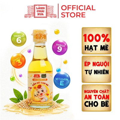 Dầu mè dinh dưỡng cho bé ăn dặm chai thuỷ tinh 60ml Làng Chài Xưa ép nguội tự nhiên
