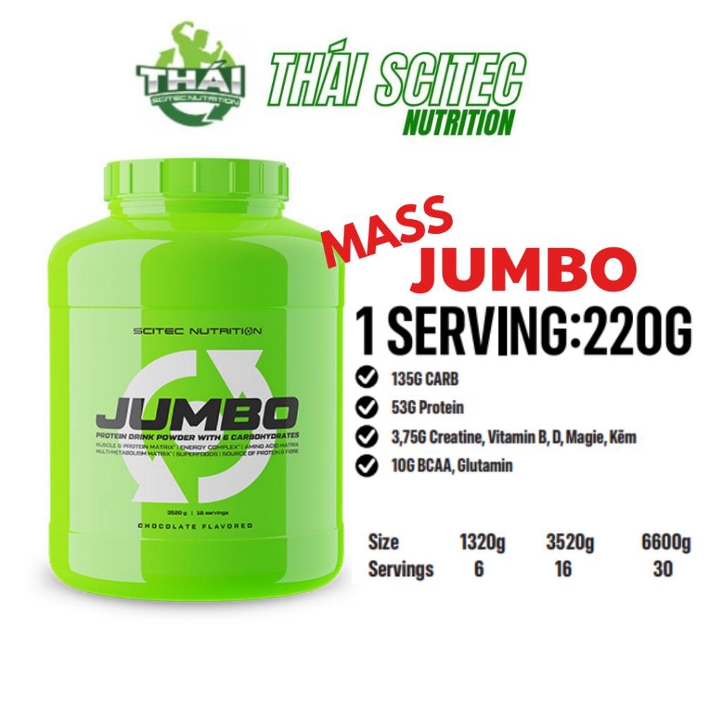 Sữa tăng cân tăng cơ Jumbo Scitec Nutrition, whey mass tăng cân