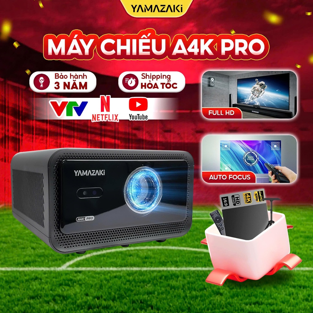 Máy chiếu mini Yamazaki A4K cao cấp độ phân giải FULL HD độ sáng 1200 ansi độ nét cực kì cao