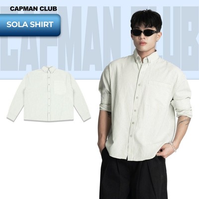 Áo sơ mi nam SOLA phom rộng Boxy CAPMAN CLUB, sơ mi nam mặc hè tay dài kẻ sọc phong cách trẻ trung