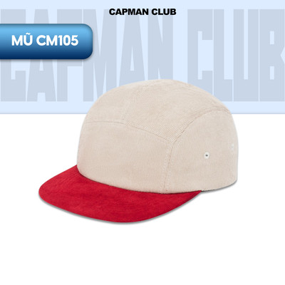 [OUTLET 50%] Mũ lưỡi trai màu be phom 5panel mềm CM105 chất vải nhung tăm CAPMAN CLUB, phong cách trẻ trung, cá tí