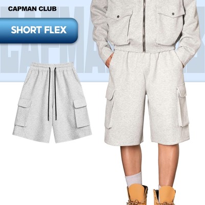[OUTLET 60%] Quần short Lửng nam phom rộng FLEX màu xám CAPMAN CLUB trẻ trung thoải mái