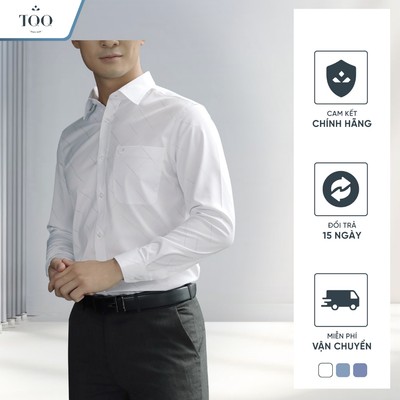Áo sơ mi nam dài tay công sở TQQ màu trắng thanh lịch H331CS dáng Slimfit vải viscose hạn chế nhăn