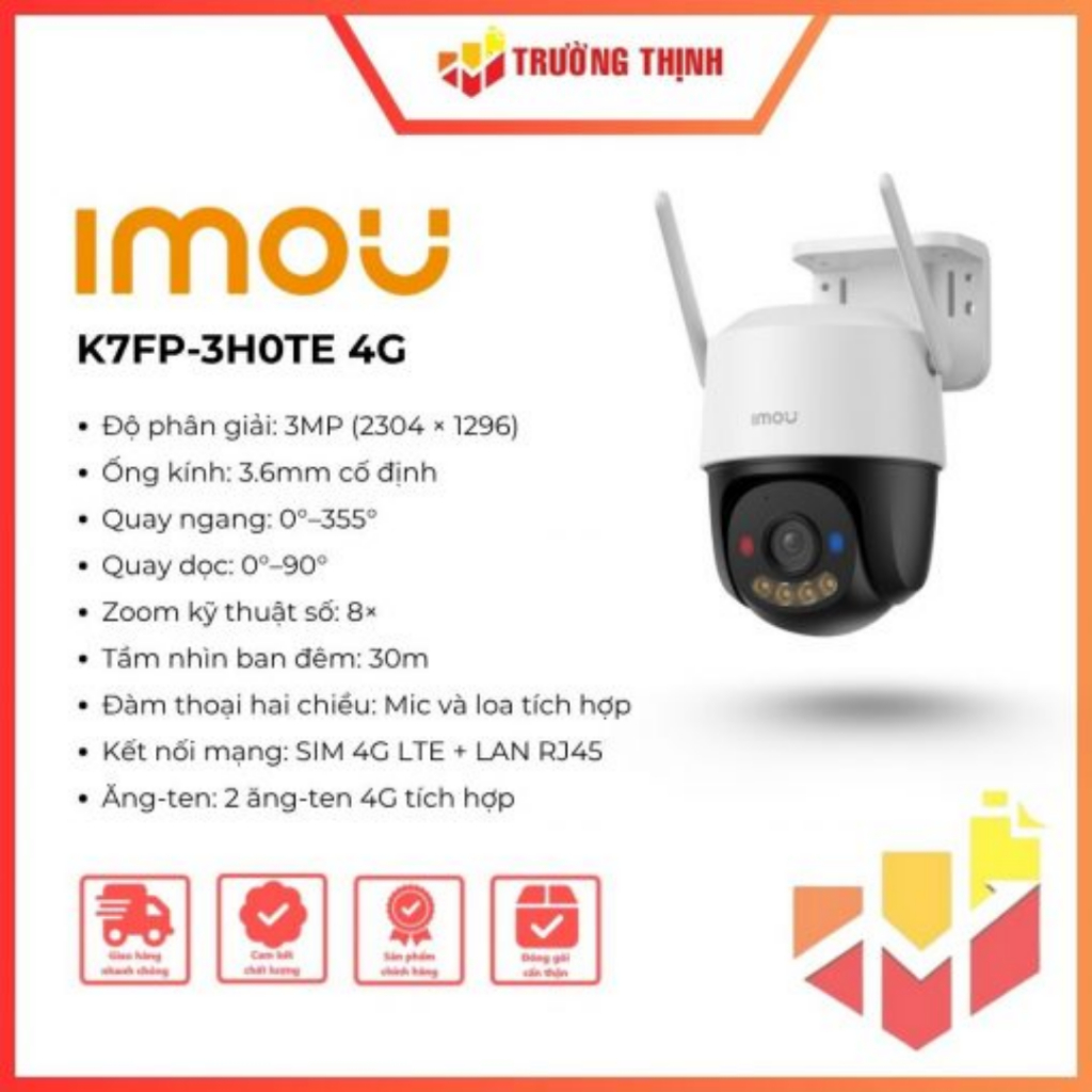 Camera PT Full Color IMOU Cruiser SC 4G 3MP IPC-K7FP-3H0TE | Đàm thoại 2 chiều | 3MP | IP66