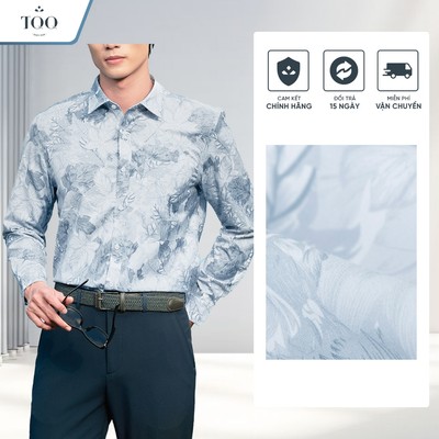 Áo sơ mi nam TQQ phom dáng Slimfit H409CS họa tiết hoa lá Chất vải Bamboo cao cấp hạn chế nhăn