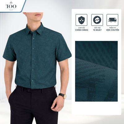 Áo Sơ Mi Nam Công Sở TQQ Ngắn Tay Họa Tiết Chữ Chìm Dáng Slimfit Sang Trọng Hiện Đại H429CB