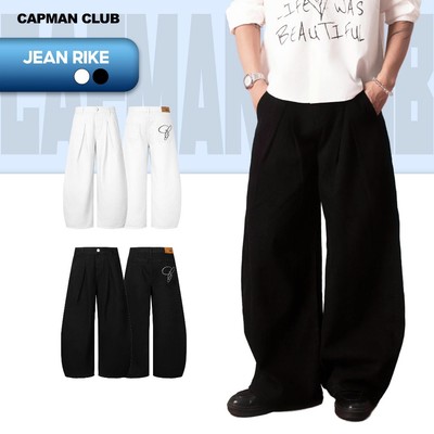 [BEST SELLER] Quần dài nam denim RIKE ống rộng CAPMAN CLUB, quần jean ống cong thêu chữ phong cách trẻ trung