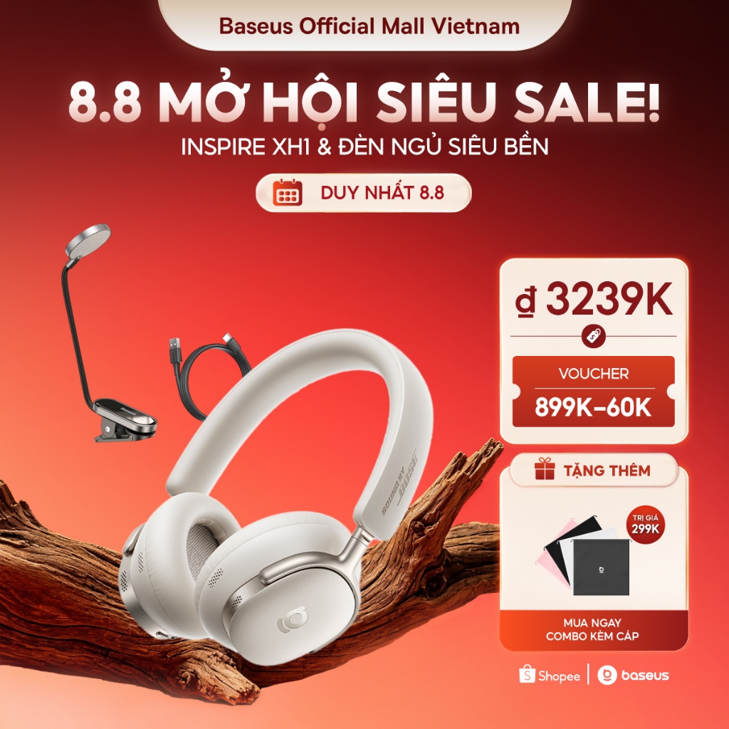 Tai Nghe Baseus Inspire XH1 Sound by Bose, Pin 100H, Chống ồn ANC, Dolby Audio