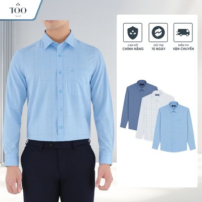 [NEW] Áo sơ mi nam dài tay cao cấp TQQ K513CS-CSB màu xanh biển dáng Slimfit tôn dáng có túi ngực
