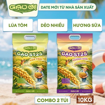 Combo Gạo ST25 Hương Sữa Và Gạo ST25 Lúa Tôm Chính Hãng Gạo Ơi -Tổng 10kg