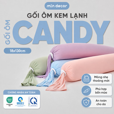 Gối Ôm Kem Lạnh Candy Mịn Decor, Gối Ôm Decor Mát Lạnh, Gối Ôm Bông Microfiber Dáng Dài Êm Mịn