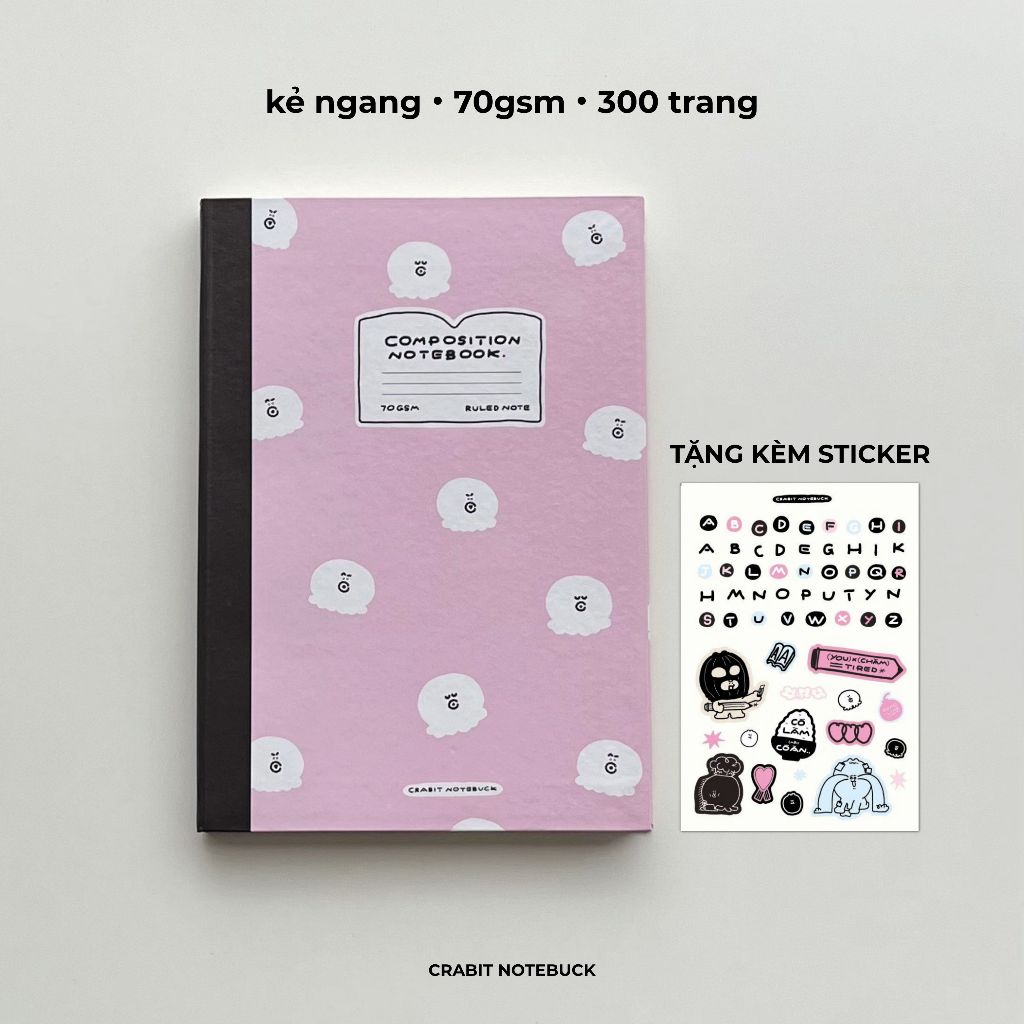 [TẶNG STICKER] Vở 300 trang kẻ ngang bìa cứng Size B5 vở ghi chép vở cấp 2 3 composition - Chăm Chỉ