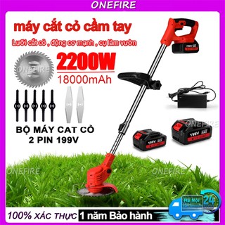 Máy cắt cỏ cầm tay Máy cắt cỏ dùng pin Máy cắt cỏ mini pin 18000mah KHÔNG CHỔI THAN gồm 8 lưỡi -bảo hành 2 năm