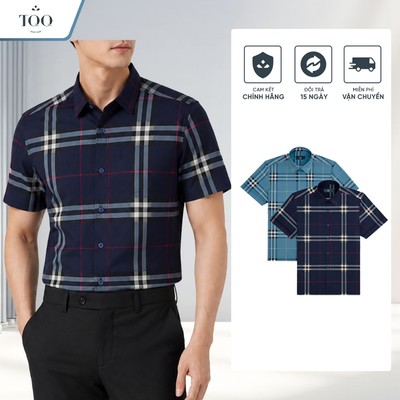 Áo Sơ Mi Nam Ngắn Tay Không Nhăn Kẻ Caro Công Sở Form Đẹp Mềm Mát Cao Cấp TQQ K538CB