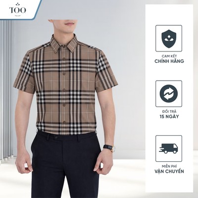 Áo Sơ Mi Nam Không Nhăn Nam Trung Niên Kẻ Sành Điệu Vải Mát Ít Nhăn Không Túi Ngực TQQ K611CB