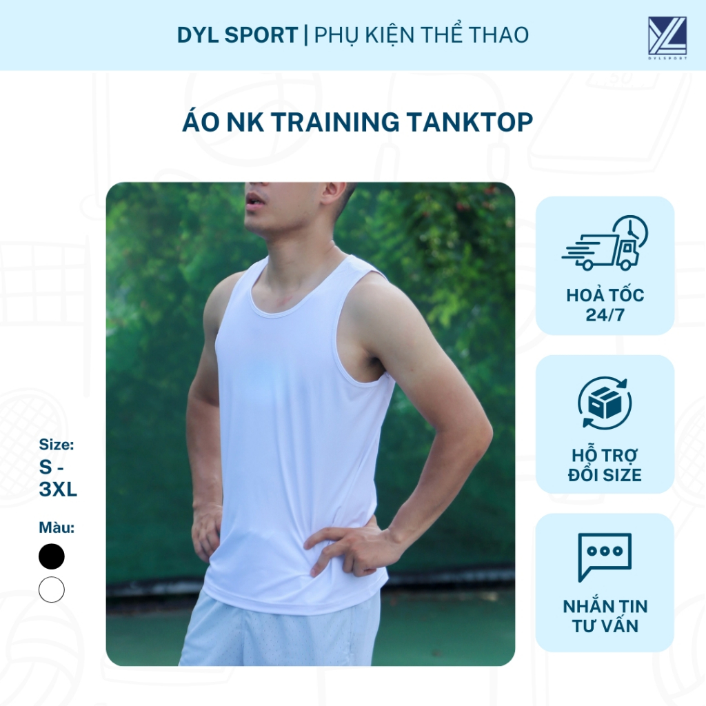 Áo NK Training Tanktop thể thao thoáng khí, nhẹ mát, phù hợp tập gym, bóng rổ, pickleball