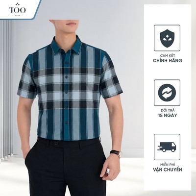 [Sale] Áo Sơ Mi Nam Tay Ngắn TQQ Công Sở Họa Tiết Kẻ Sọc Dọc Hack Dáng Phom Slimfit K613CB