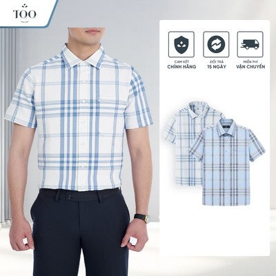 [NEW] Áo Sơ Mi Ngắn Tay Nam TQQ Kẻ To Sang Trọng Không Nhăn Vải Đanh Mịn Chắc Tay K683CB-CSC