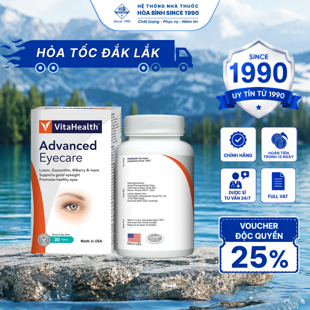 [HỎA TỐC ĐẮK LẮK] VitaHealth Advanced Eyecare Viên Uống Bổ Sung Vitamin A Và Các Dưỡng Chất Cho Mắt