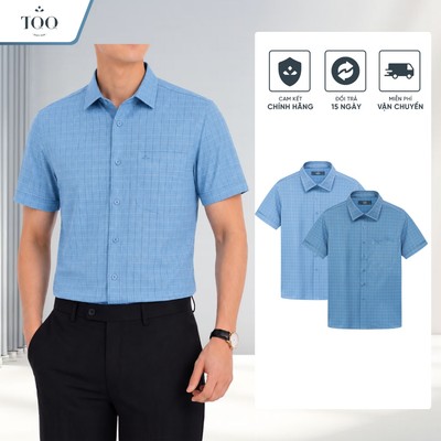 Áo Sơ Mi Không Nhăn Ngắn Tay Kẻ Caro Đối Kẻ Thời Thượng Vải Chắc Tay Co Giãn Nhẹ TQQ K705CB
