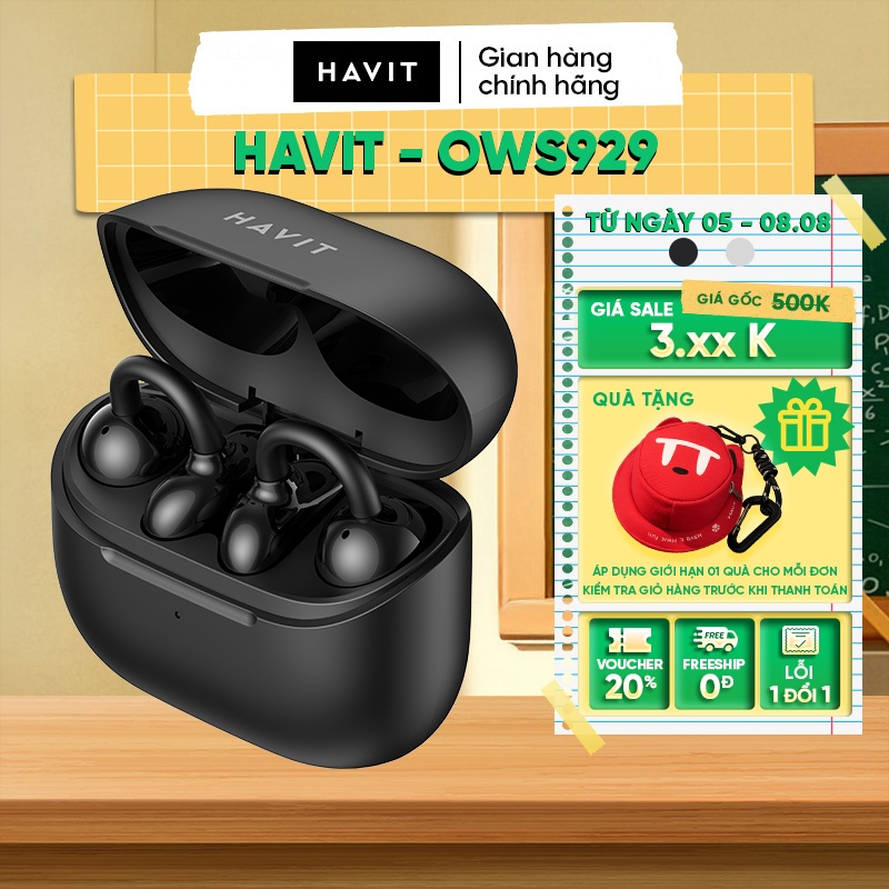 Tai Nghe Không Dây Havit OWS929 | Kiểu Dáng Open Ear Clip-On | Bluetooth 6.0