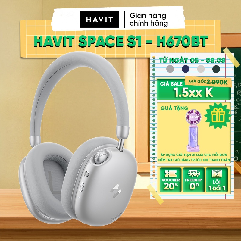 Tai Nghe Bluetooth Chụp Tai HAVIT Space S1 H670BT | Chống Ồn Adaptive ANC 45dB | Pin 100H | Bluetooth 6.0