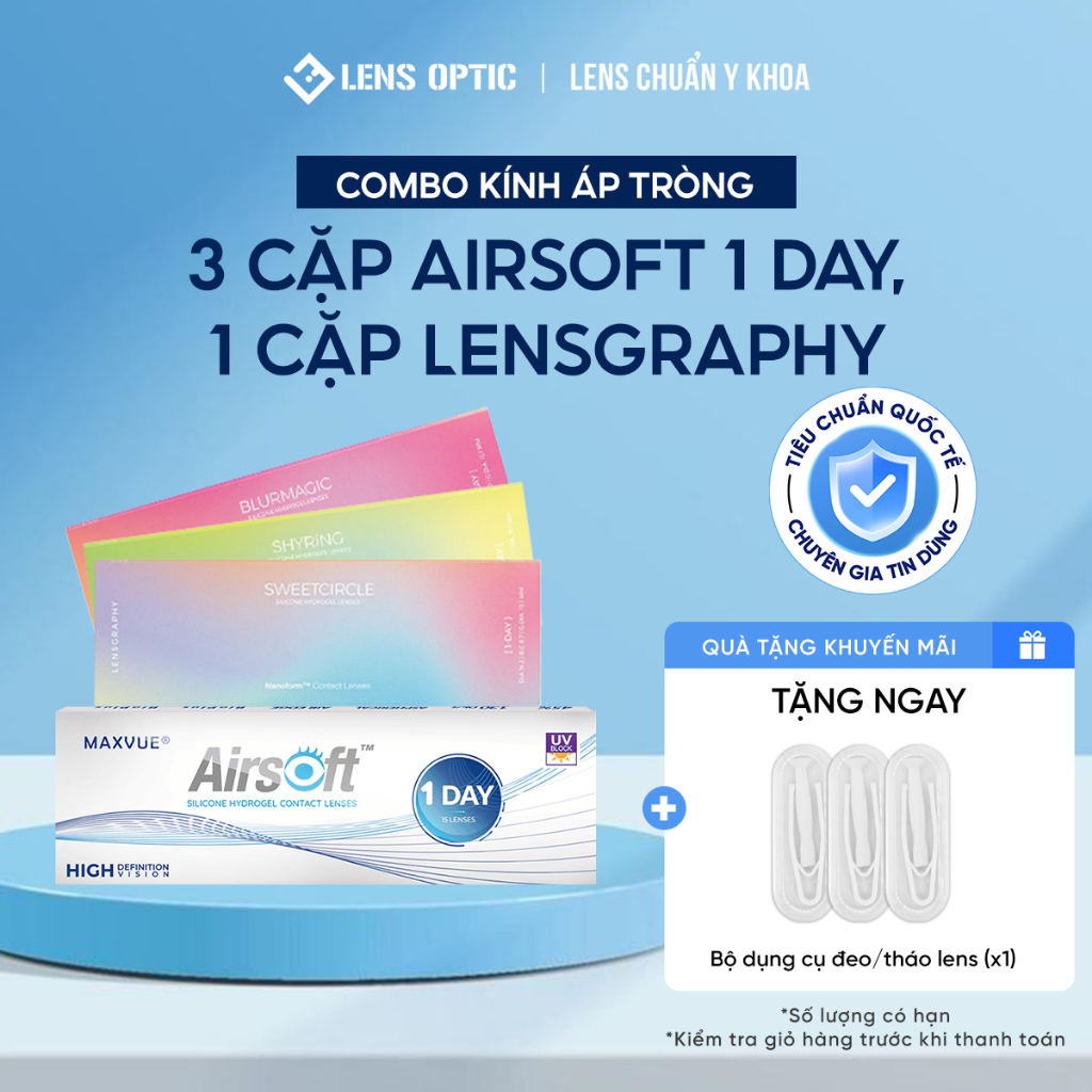 [DEAL SỐC] 3 CẶP Lens Trong Suốt 1 Ngày Airsoft & 1 CẶP Lens Màu 1 Ngày Lensgraphy