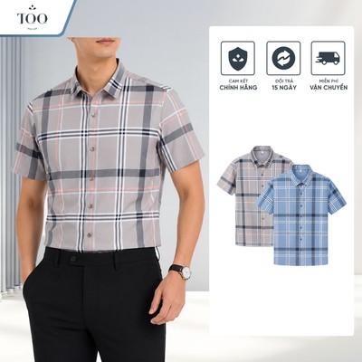 Áo Sơ Mi Nam Co Giãn Chống Nhăn Ngắn Tay Công Sở TQQ SMK63C Vải Dệt Kim Co Giãn Nhiều