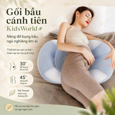 Gối bầu cánh tiên KidAndMom giảm đau lưng, nhức mỏi, cải thiện giấc ngủ, nâng đỡ bảo vệ bụng bầu