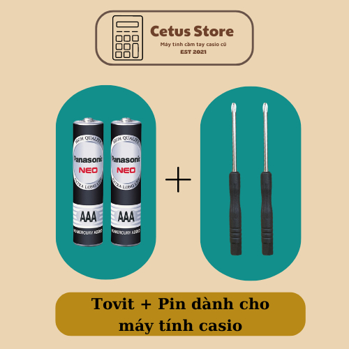 Tovit và Pin đũa AAA Panasonic chính hãng cho các dòng máy Casio fx 570, fx 580, fx 880