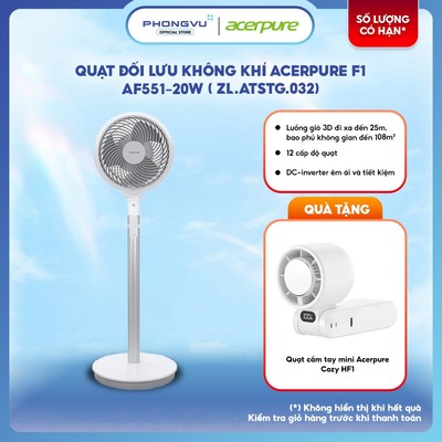 Quạt tuần hoàn Acerpure F1 AF551-20W - 12 cấp độ gió - DC Inverter - 3D Airflow - Bảo hành 12 tháng
