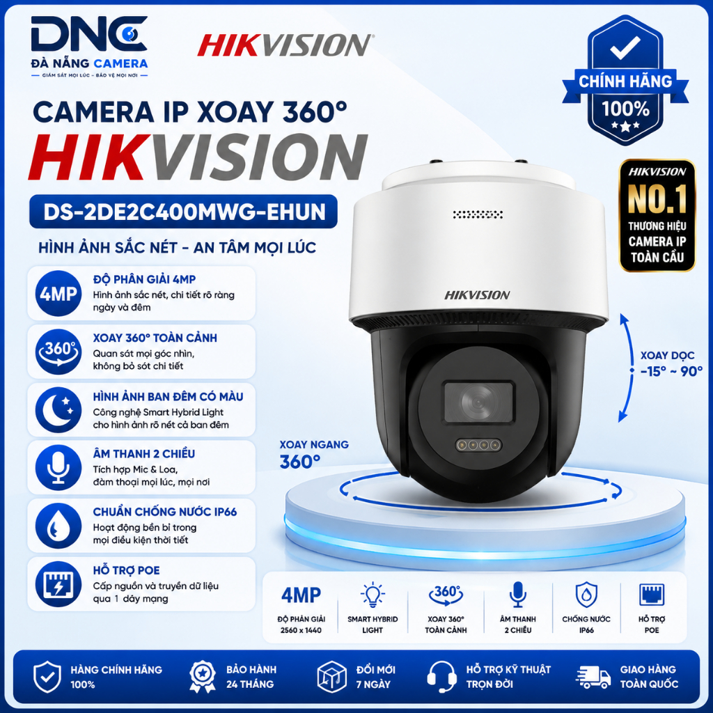 Camera IP xoay 360 4MP HikvisionDS-2DE2C400MWG-EHUN -Không phải là camera wifi(hàng chính hãng)