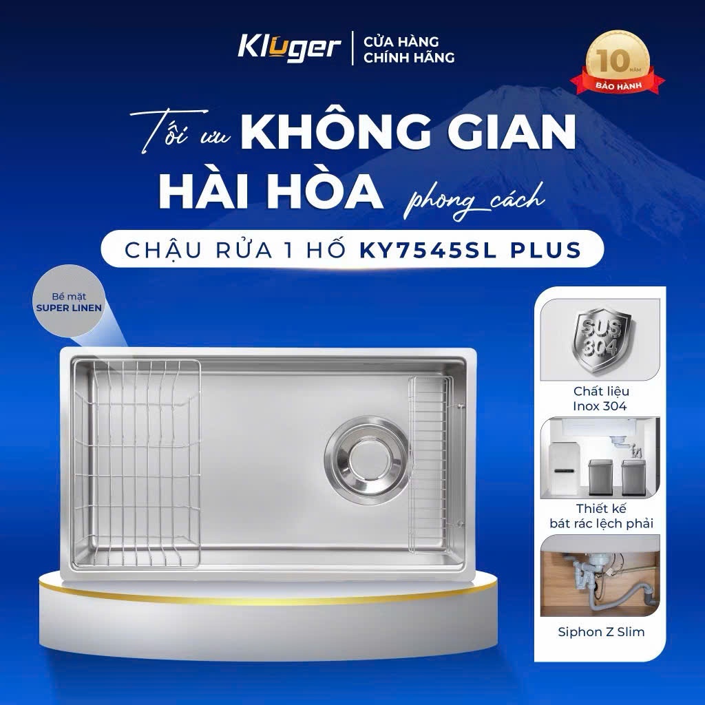 Chậu rửa bát Kluger KY7545SL Plus bề mặt Super LINEN mịn tăng tính thẩm mỹ, dễ vệ sinh