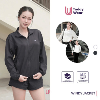 Áo khoác gió thể thao nữ Windy Jacket Today U Wear chống nước nhẹ cản gió bụi chạy bộ đạp xe tránh nắng
