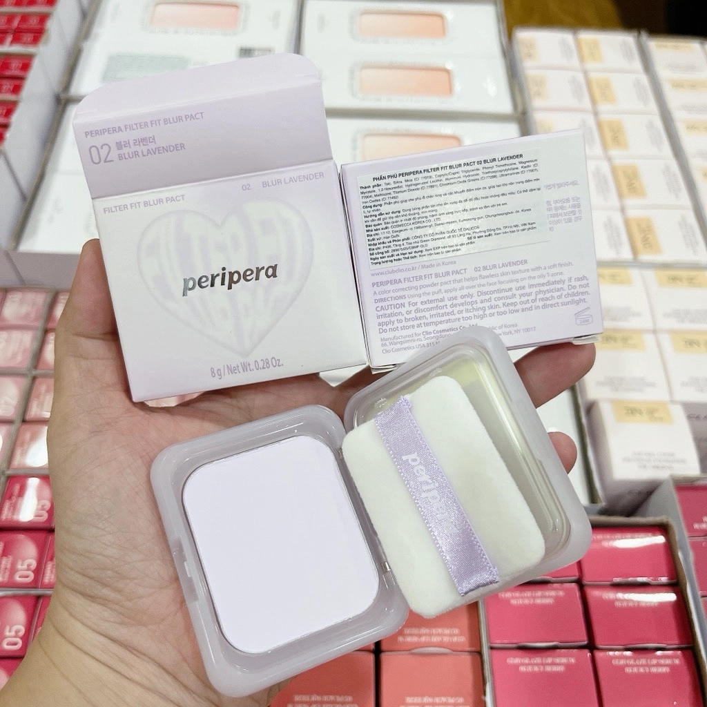 [AUTH 100%] PHẤN PHỦ NÉN PERIPERA FILTER FIT BLUR PACT #02 BLUR LAVENDER
