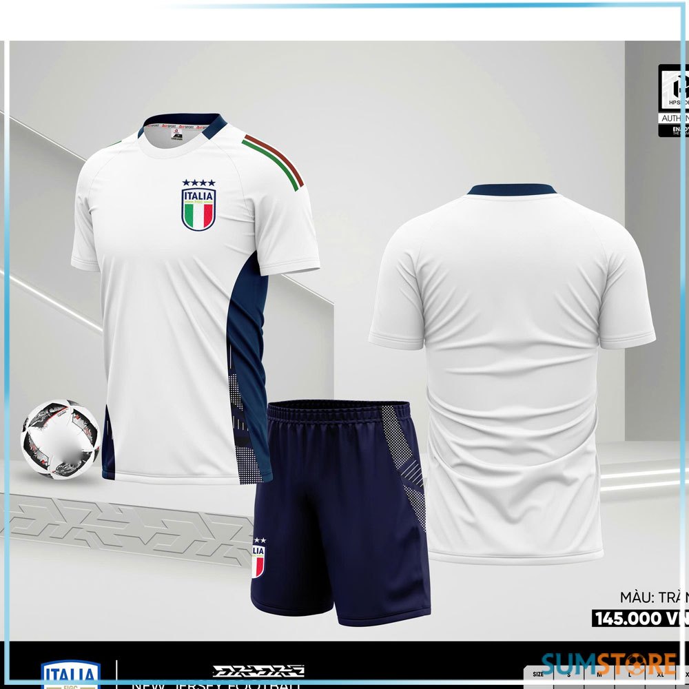 Quần Áo Bóng Đá Đội Ý Italia Trắng - Đồ Đá Banh Thể Thao Nam Nữ Mới Đẹp