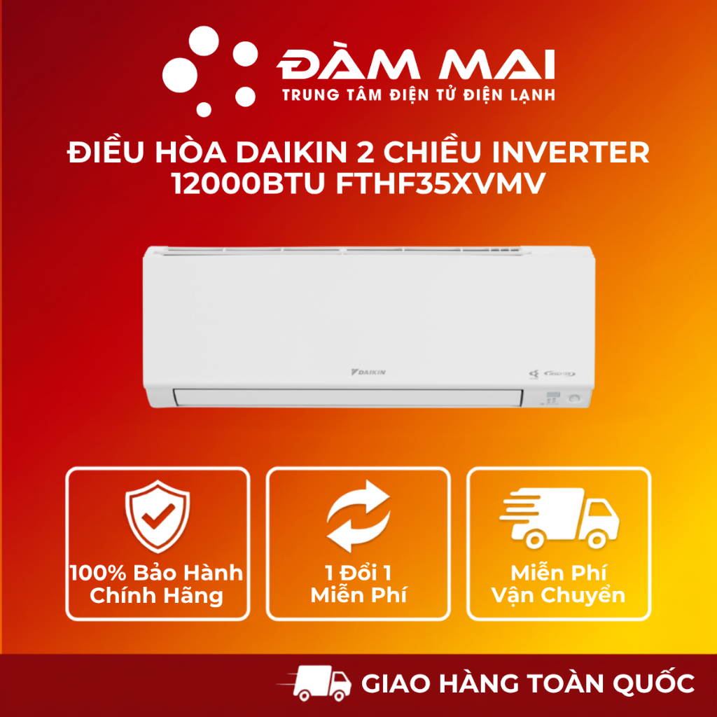 Điều hòa Daikin 2 chiều Inverter 12000BTU FTHF35XVMV - Bảo Hành Chính Hãng