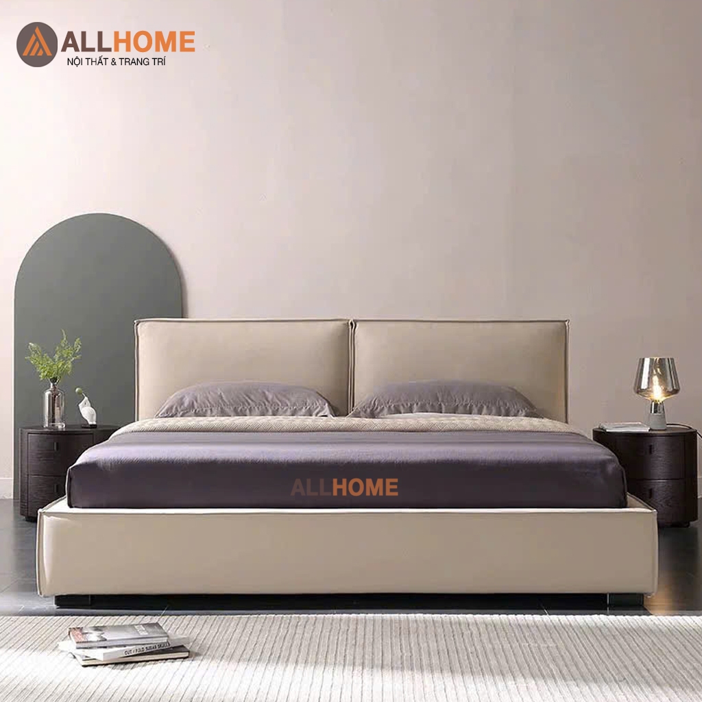 Giường Ngủ Bọc Da Mã GA40  ALLHOME Hàng Cao Cấp Phong Cách Hiện Đại Châu Âu, Có Đủ Size