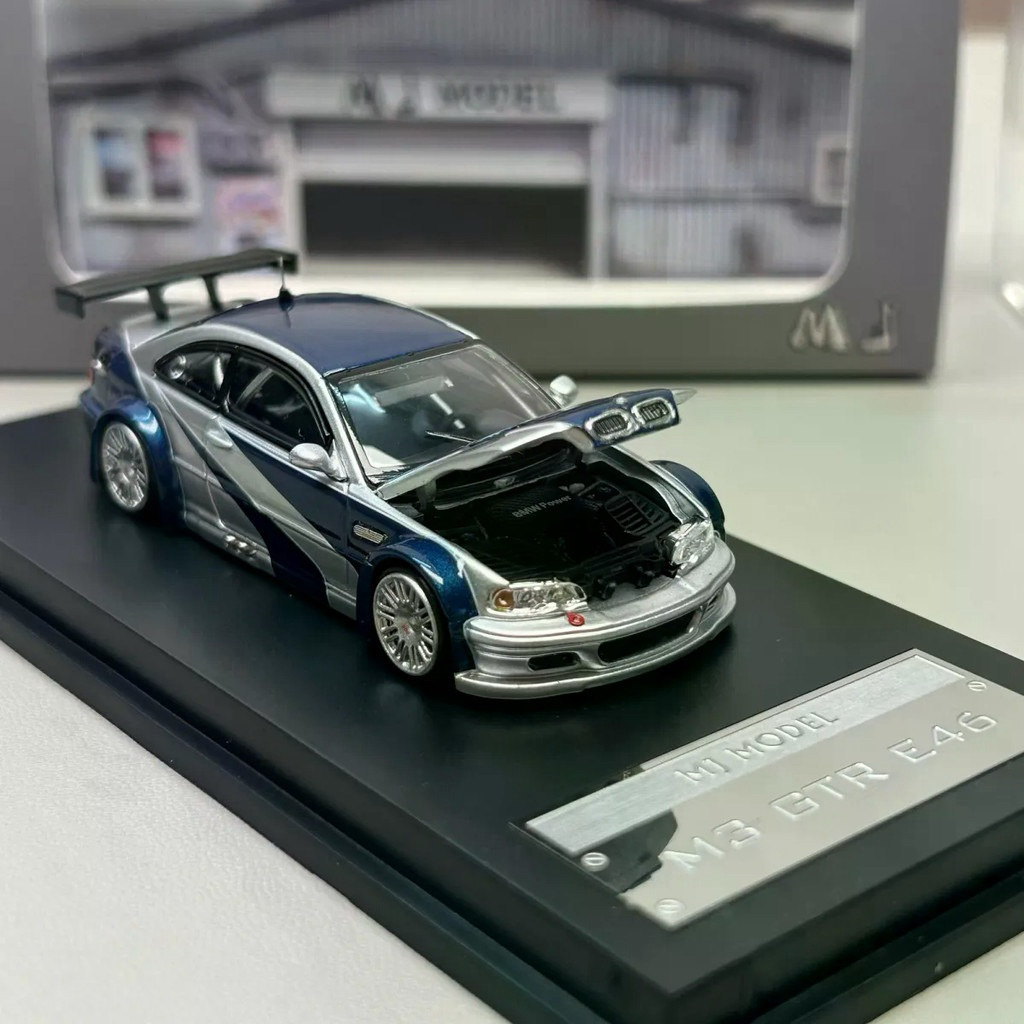 mohinhxeps-1/64_ MJ Model BMW M3 E46 GTR Alloy Car with Opening Hood