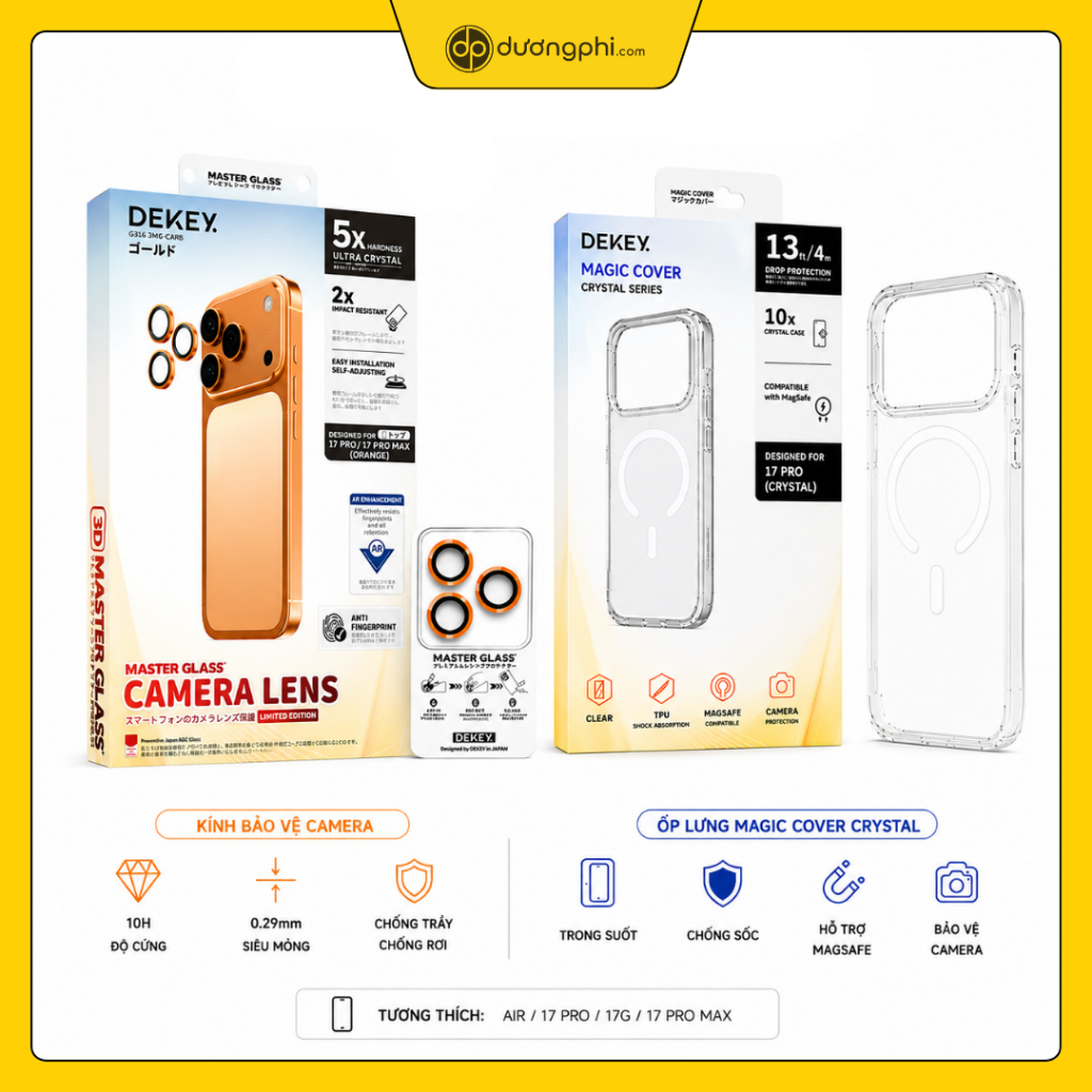 Combo Bảo Vệ Toàn Diện iPhone 17 PRO/ 17 PRO MAX DEKEY