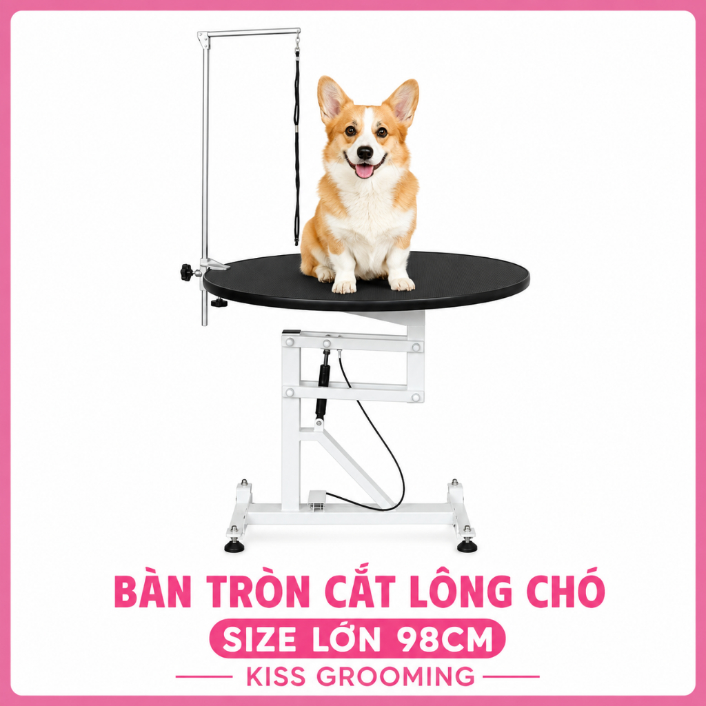 Bàn cắt tỉa lông thú cưng hình tròn size lớn Φ 98 cm FT-838L  KISS GROOMING - Dog Paradise