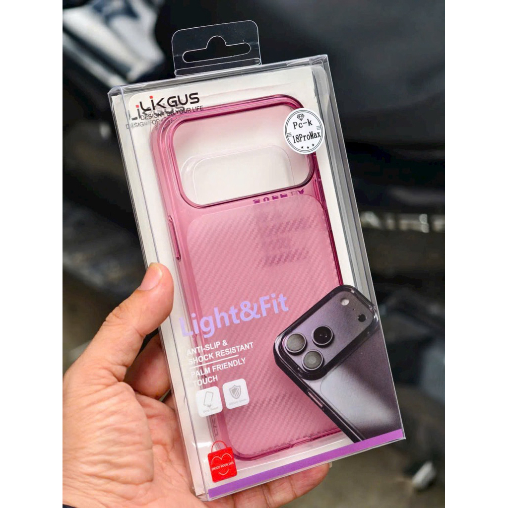 Ốp Likgus PC-K lưng vân carbon nhựa neon dành cho ip18  pro max