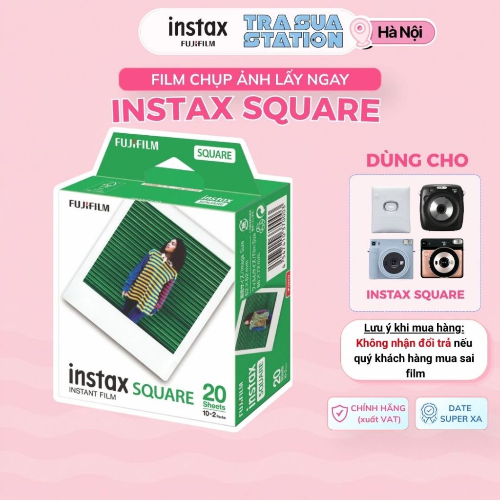 Film Instax SQUARE Fujifilm - Viền Trắng - Hạn dùng xa - Film vuông chụp ảnh lấy liền Fujifilm Insta