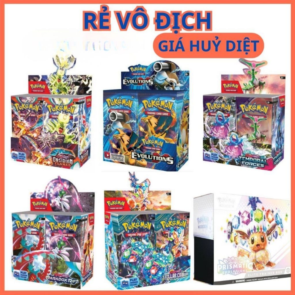 [GIÁ SIÊU RẺ] 20/50/100 Thẻ Bài Pokemon Prismatic Evolutions XY Evolutions Destined Rivals Hàng Mới 