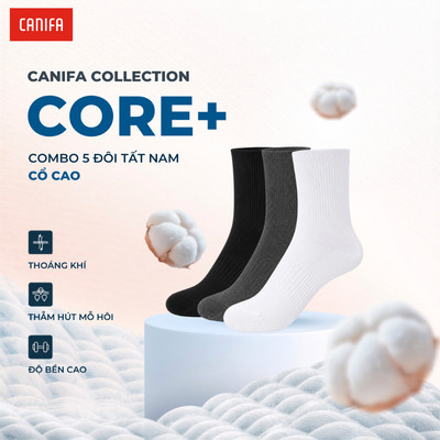 Combo 5 đôi tất cổ cao nam CANIFA kháng khuẩn khử mùi 8AX25A013