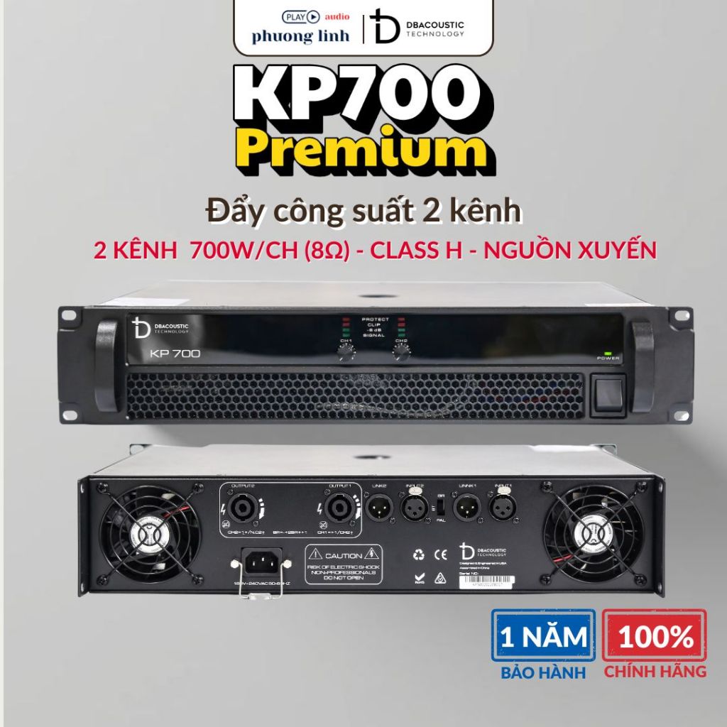 Đẩy công suất DBacoustic KP700 PREMIUM, Class H, 700W/CH (8Ω) - Bảo Hành 12 Tháng