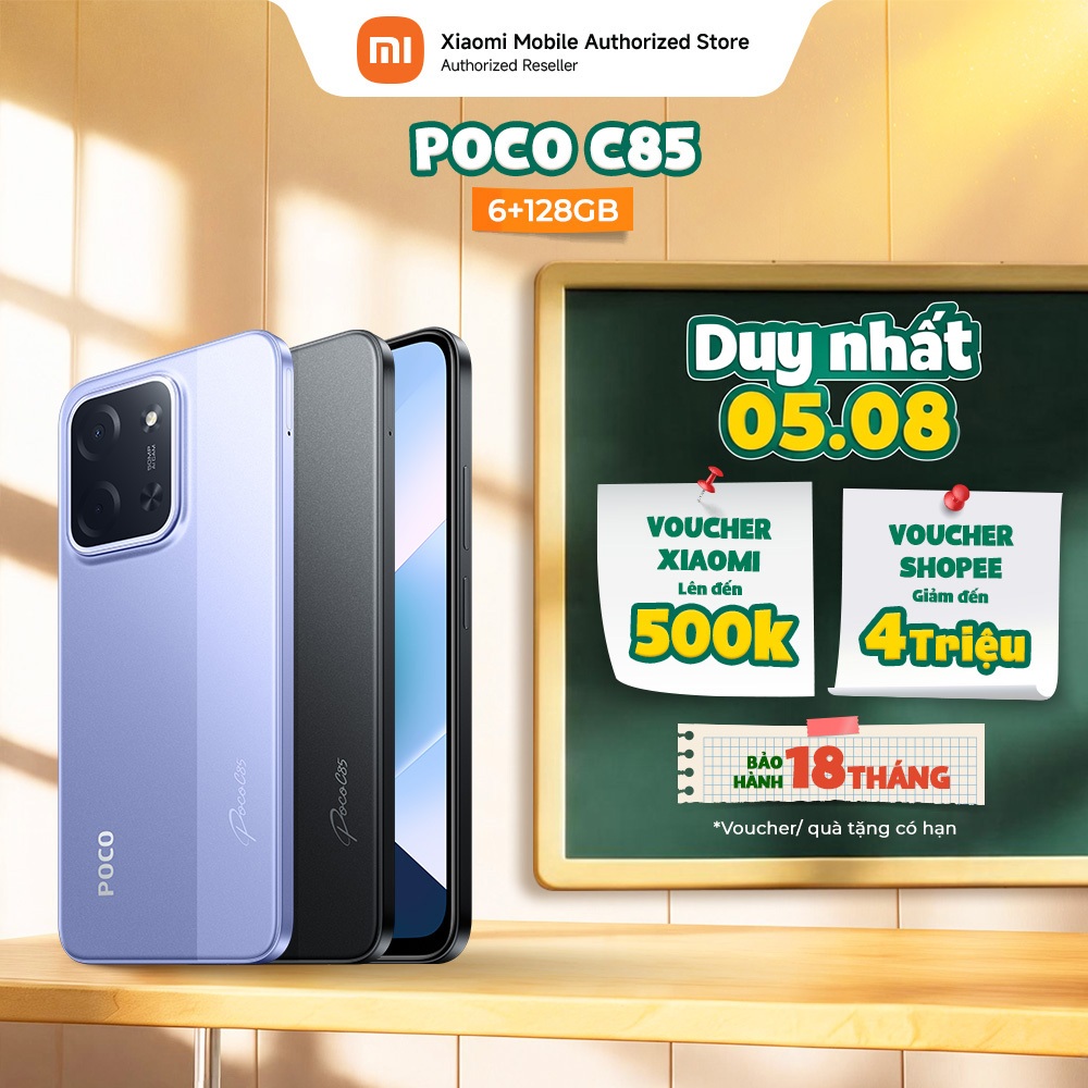 Điện thoại POCO C85 (6+128GB | 8+256GB) | Màn 6.9" 120Hz | Camera kép AI 50MP | Chip Helio G81-Ultra | Pin 6000mAh
