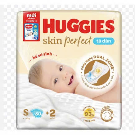 Tã Bỉm Dán Sơ Sinh Huggies Skin Perfect size NB108+6,NB70+6,S54+6,S80+2,M76+3 miếng